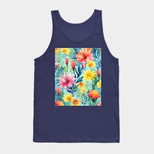 Bright Summer Flowers Pattern Tank Top